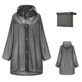 EVA One Piece Hooded Raincoat Poncho Waterproof Transparent Grey - Size XL (Length 120cm)