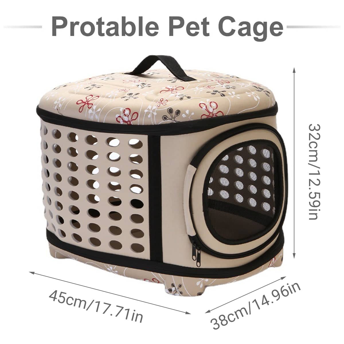 EVA Pet Carrier Travel Bag, Foldable Soft-Sided Crate - Grey - view 4
