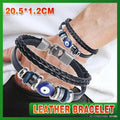 Evil Eye Bracelet Cuff Greek Mati Turkish Nazar Woven Leather Jewellery
