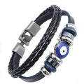 Evil Eye Bracelet Cuff Greek Mati Turkish Nazar Woven Leather Jewellery - view 2