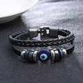Evil Eye Bracelet Cuff Greek Mati Turkish Nazar Woven Leather Jewellery - view 4