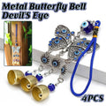 Evil Eye Butterfly Metal Wind Chime Ornament, Pack of 4