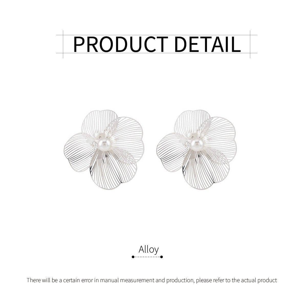 Exaggerated Large Flower Pearl Stud Earrings for Women Fashion Jewellery - Silver - view 3