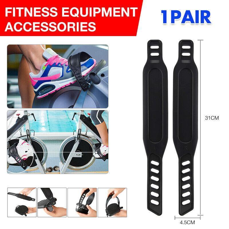 Exercise Bike Pedal Straps - Adjustable, Black, 1 Pair