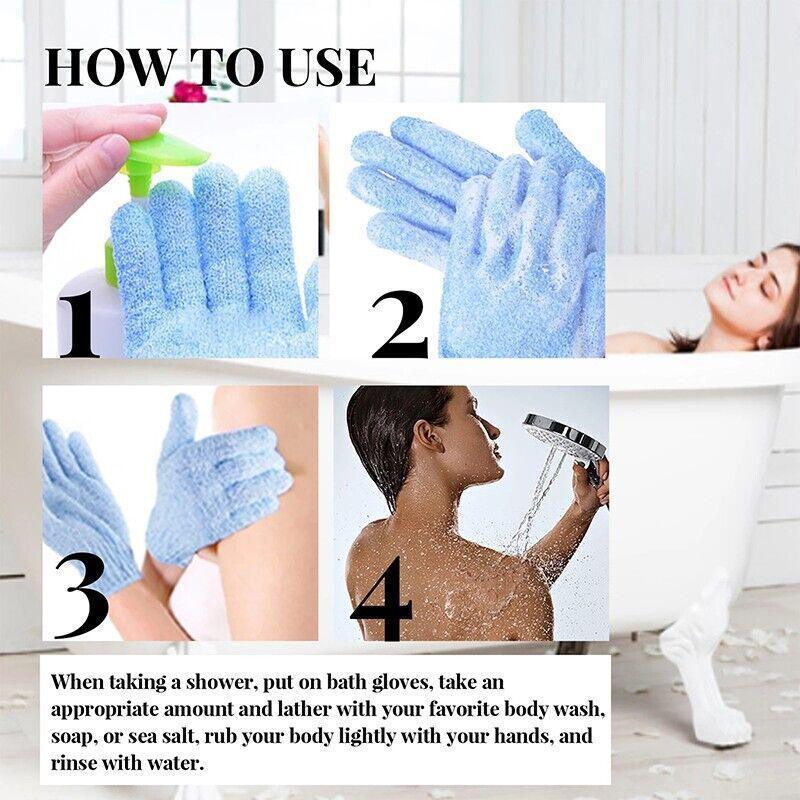 Exfoliating Bath Gloves 1 Pair Shower Scrub Mitt - Purple - view 10