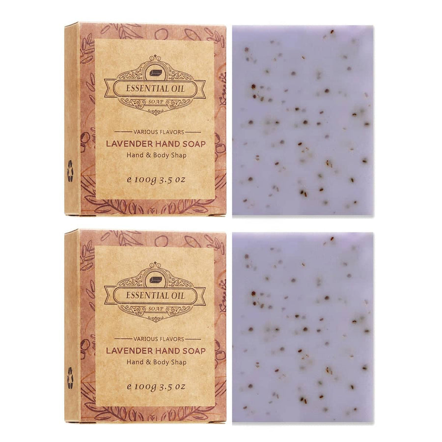 Exfoliating Body Soap Bar with Scrub Granules, Pack of 2 - Lavender