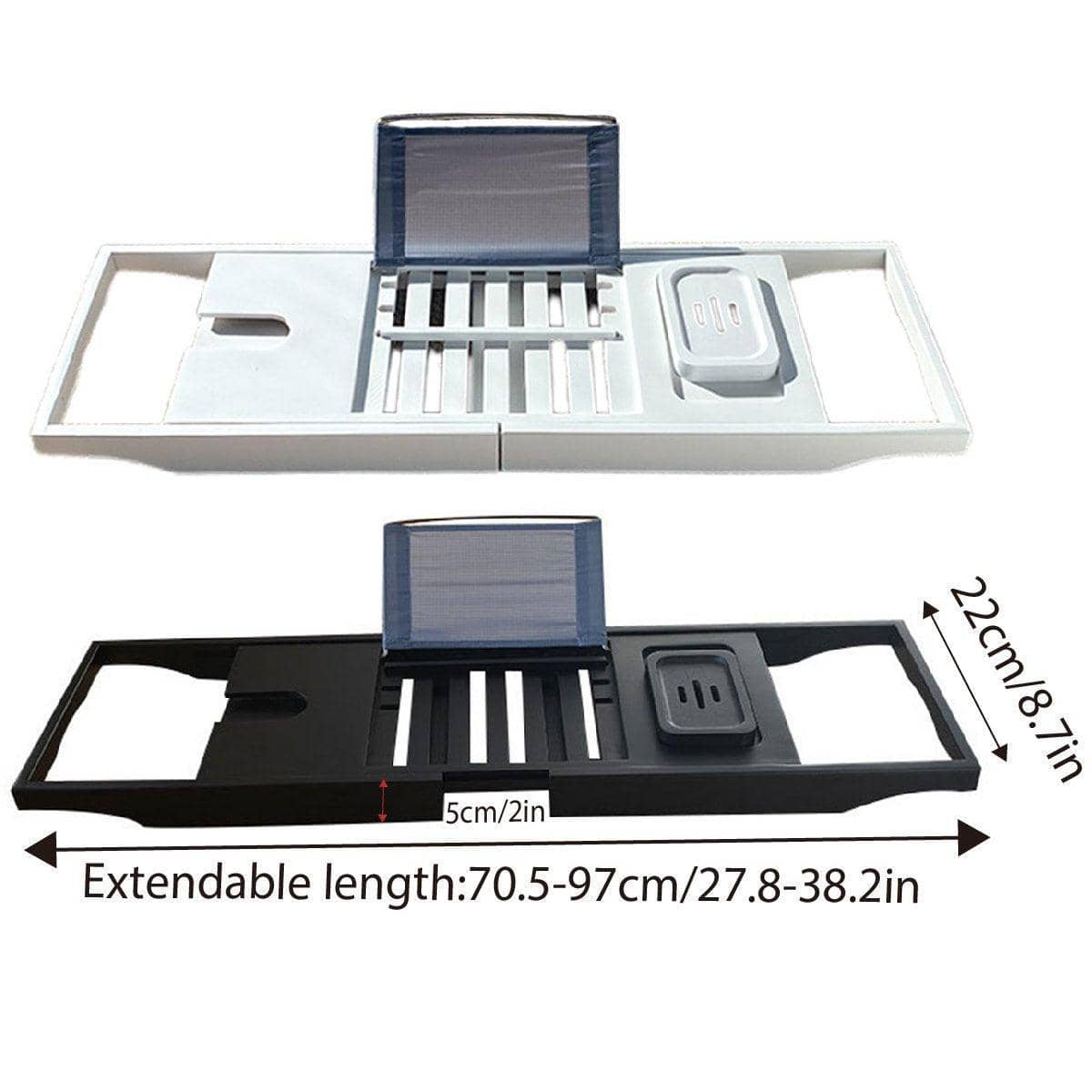 Expandable Anti-Slip Bathtub Storage Rack, Adjustable Bath Shelf - Black - view 4