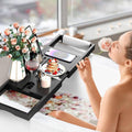 Expandable Anti-Slip Bathtub Storage Rack, Adjustable Bath Shelf - Black - view 5