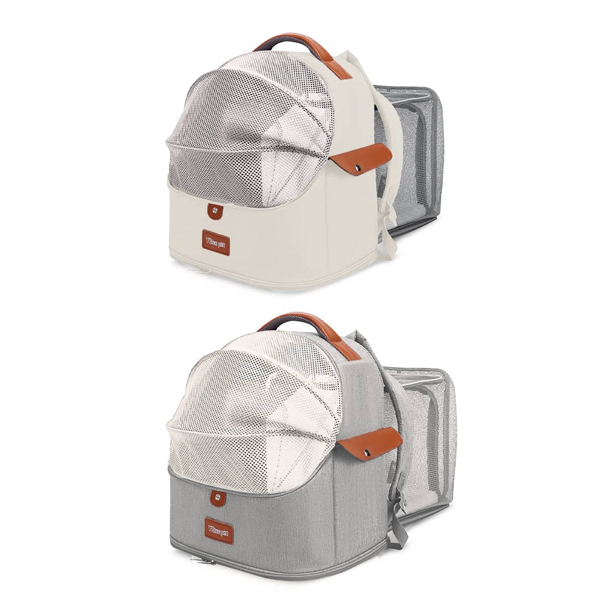 Expandable Cat Backpack Carrier, Large Capacity Breathable Travel Bag - Beige - view 3