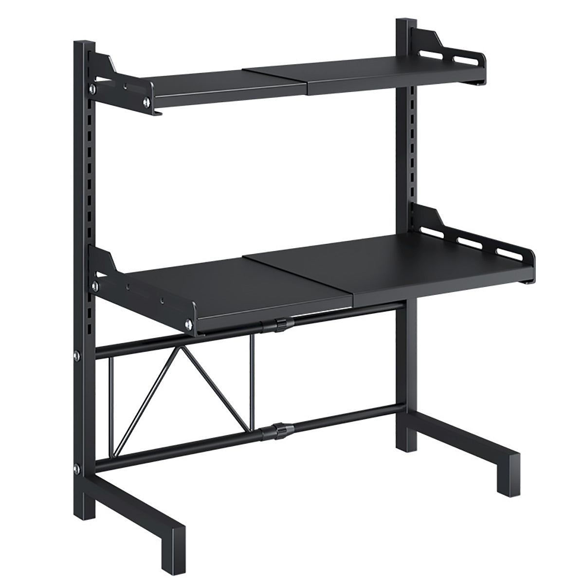 Expandable Microwave Oven Storage Rack Shelf - Black 3-Layer