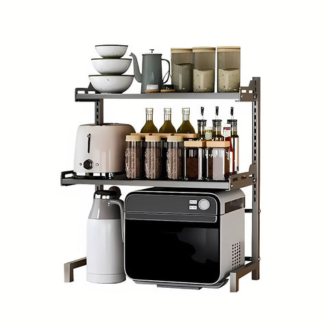 Expandable Microwave Oven Storage Rack Shelf - Grey 3-Layer