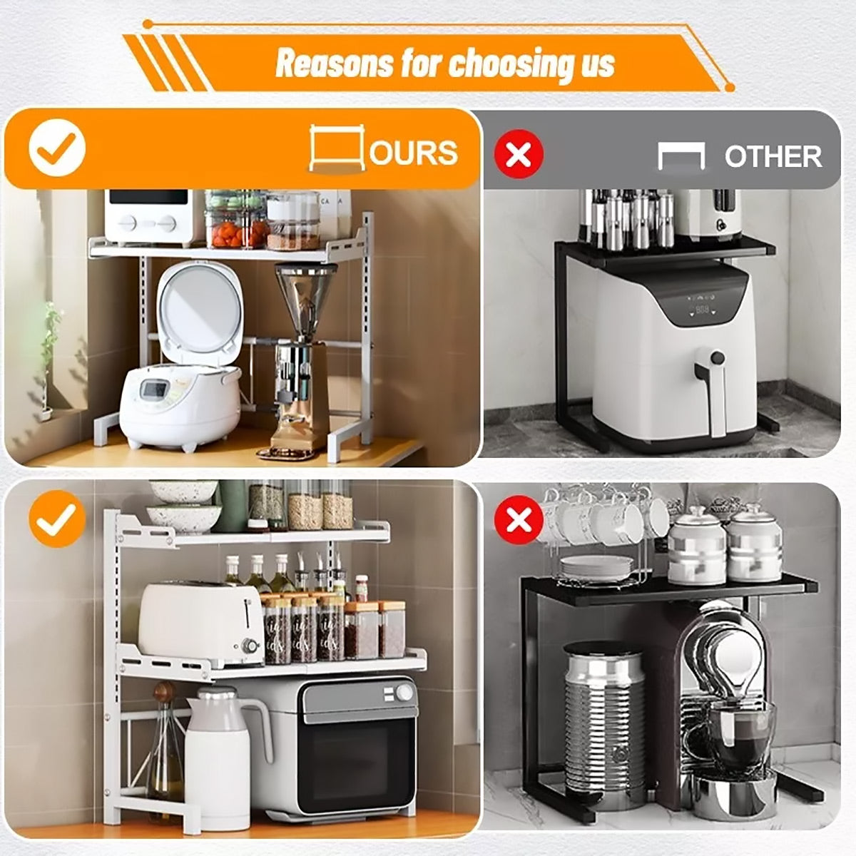 Expandable Microwave Oven Storage Rack Shelf - Grey 3-Layer - view 14