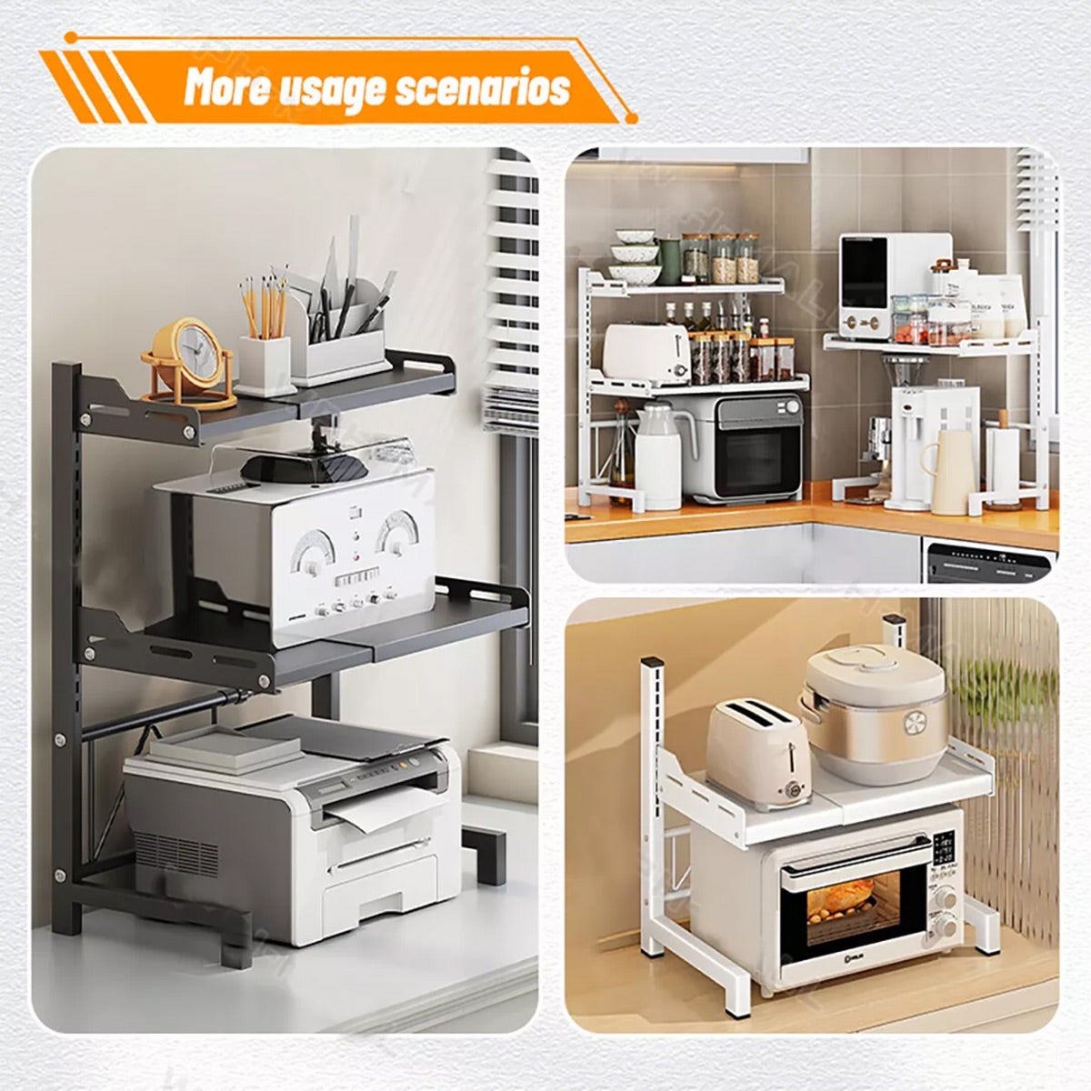 Expandable Microwave Oven Storage Rack Shelf - Grey 3-Layer - view 6