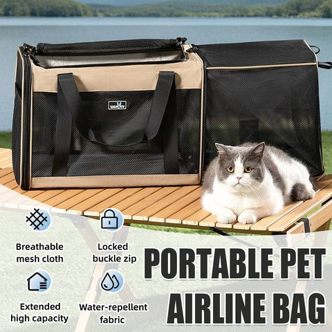 Expandable Pet Carrier Travel Bag - Breathable Mesh Shoulder Tote for Cats and Small Dogs