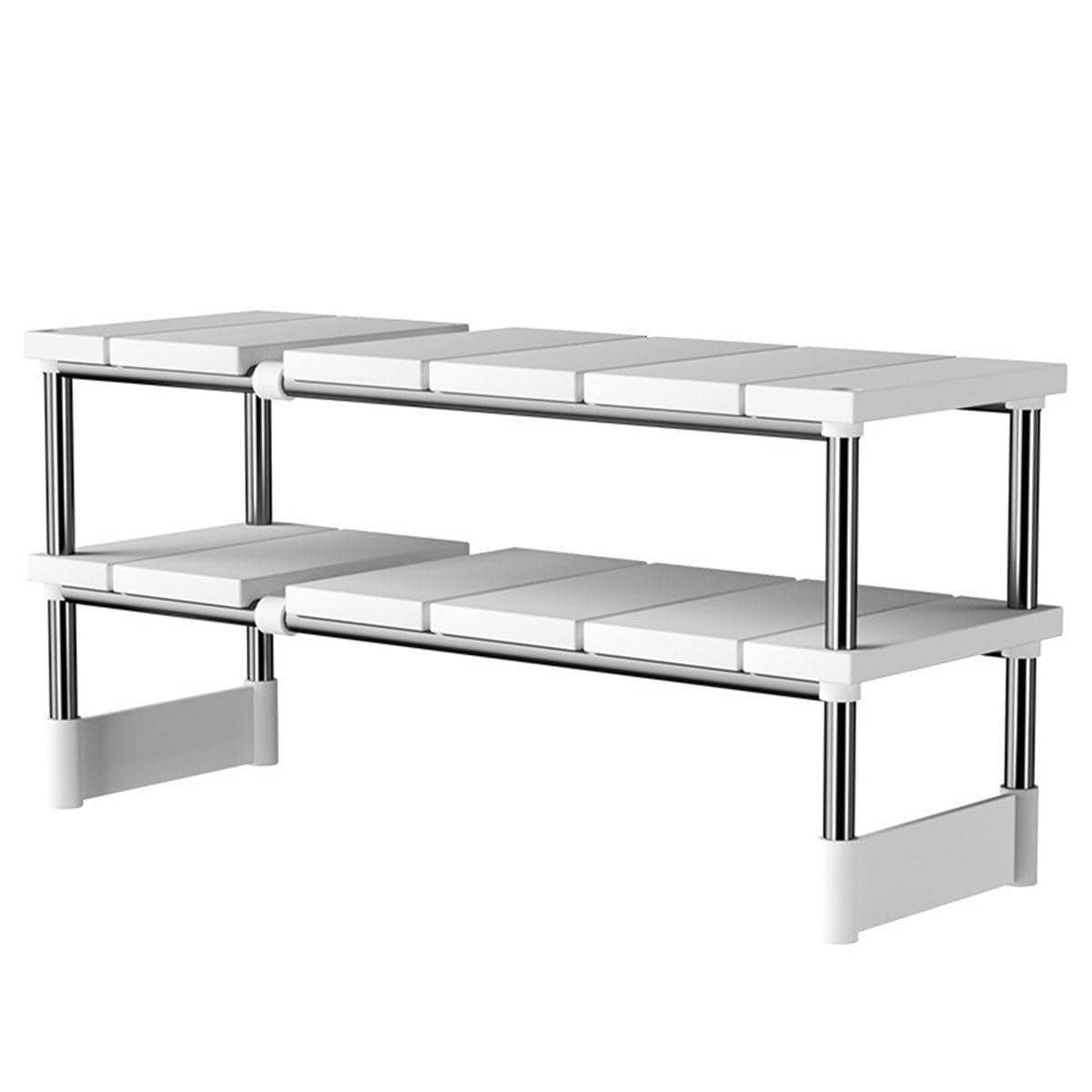 Expandable Two-Tier Kitchen Cabinet Shelf Organiser with Detachable Shelves - view 2
