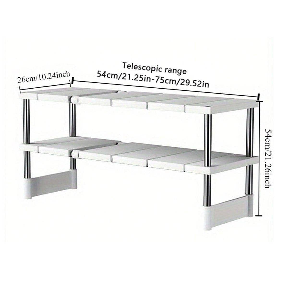 Expandable Two-Tier Kitchen Cabinet Shelf Organiser with Detachable Shelves - view 3
