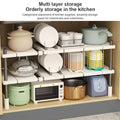 Expandable Two-Tier Kitchen Cabinet Shelf Organiser with Detachable Shelves - view 5