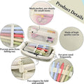 Expandable Zipper Pencil Case with Multiple Pockets, 22 x 11 x 6.5 cm - Beige and Dark Blue - view 4
