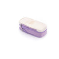 Expandable Zipper Pencil Case with Multiple Pockets, 22 x 11 x 6.5 cm - Beige and Light Purple