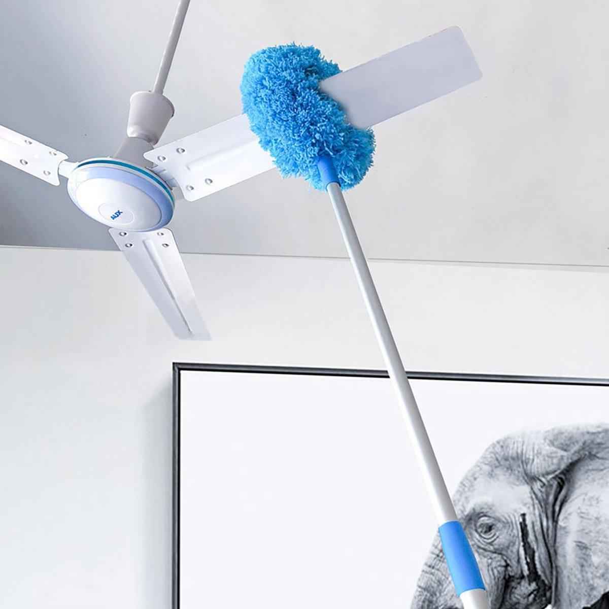 Extendable Ceiling Duster with Round Microfibre Head - Blue - view 13