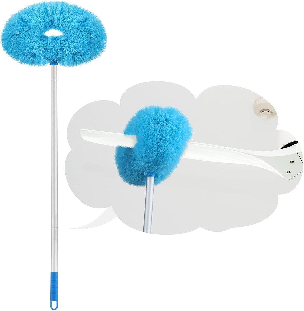 Extendable Ceiling Duster with Round Microfibre Head - Blue - view 14