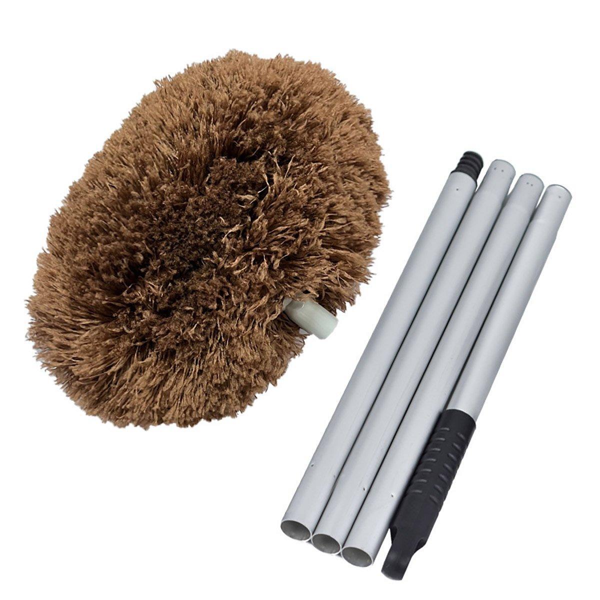 Extendable Ceiling Duster with Round Microfibre Head - Brown