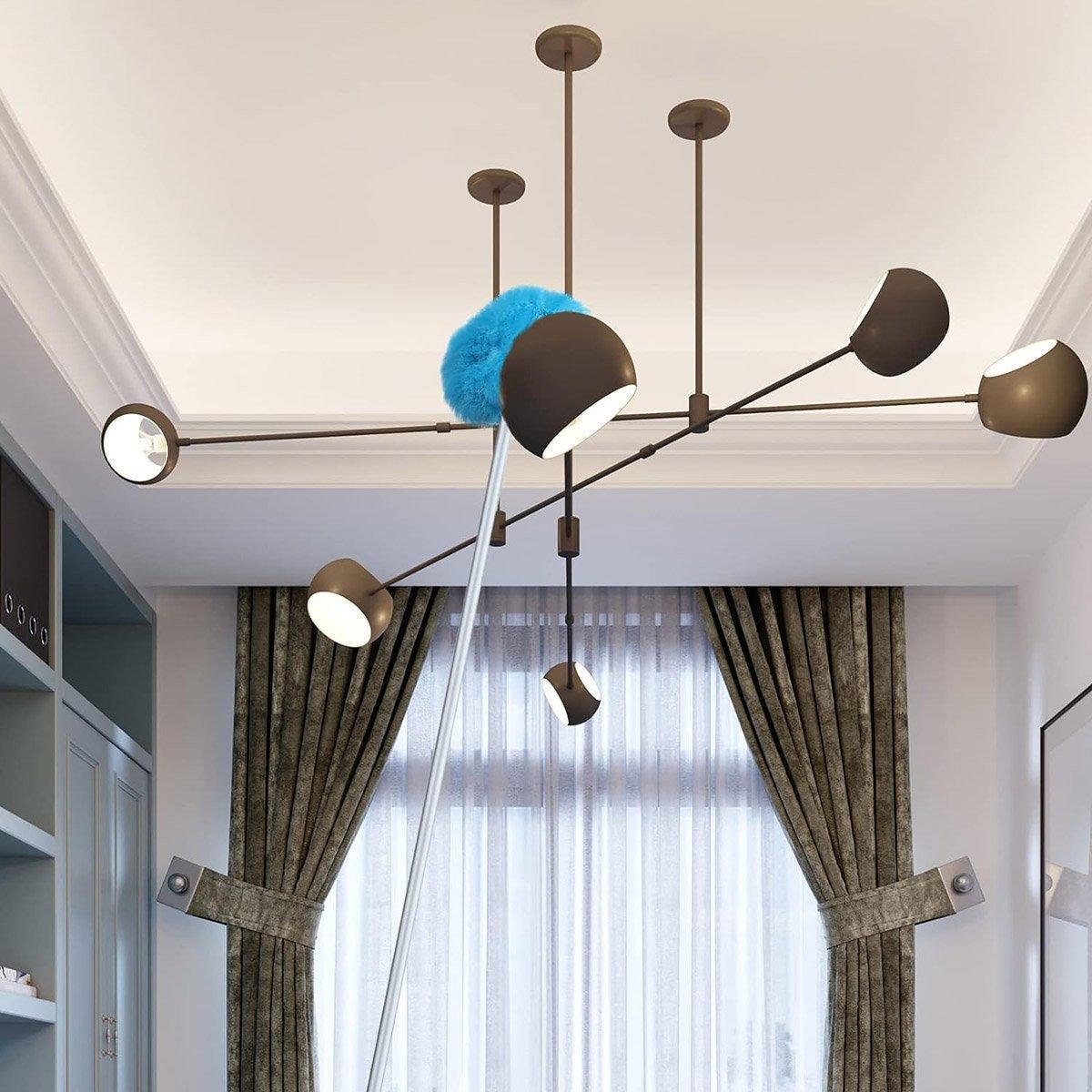 Extendable Ceiling Duster with Round Microfibre Head - Grey - view 10