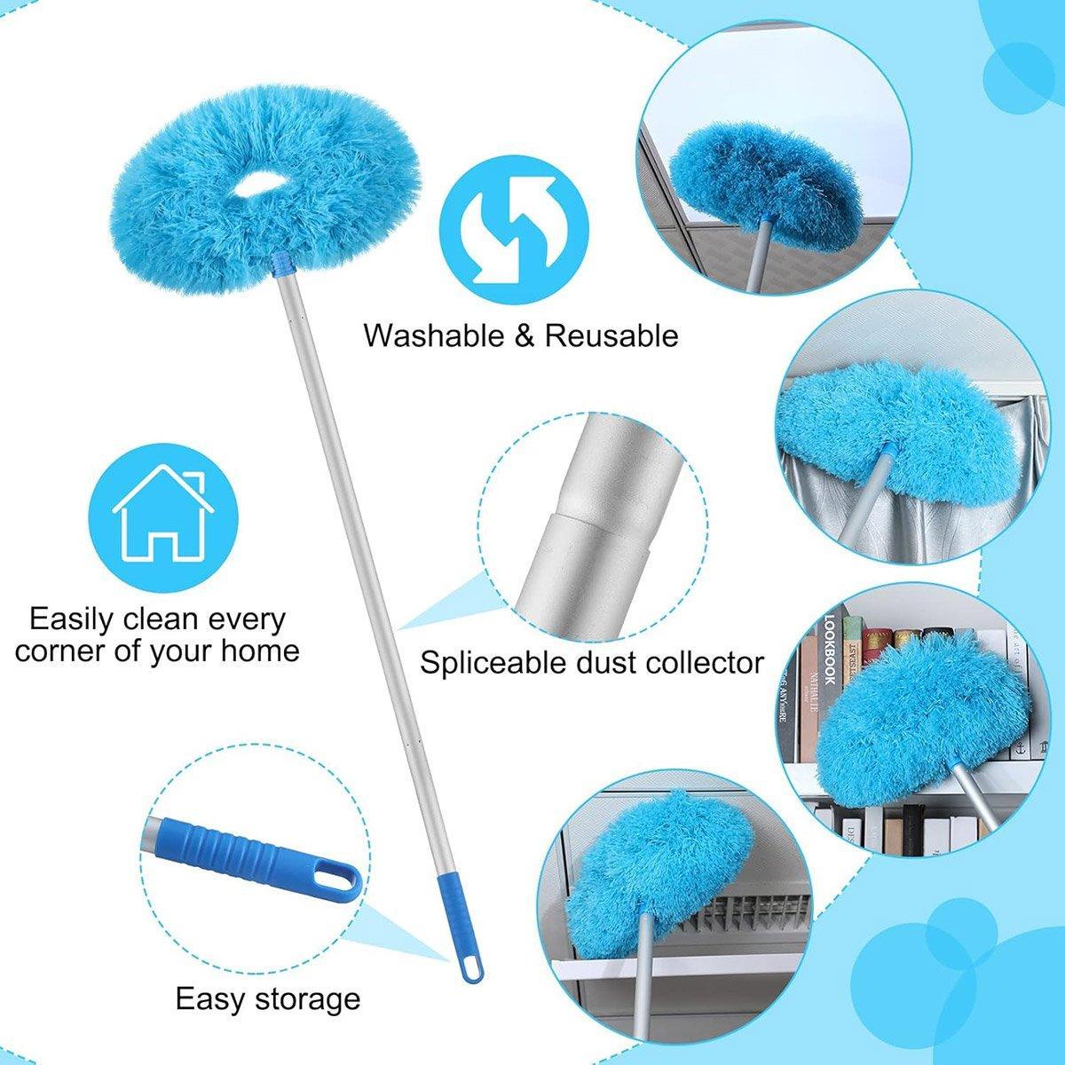 Extendable Ceiling Duster with Round Microfibre Head - Grey - view 9