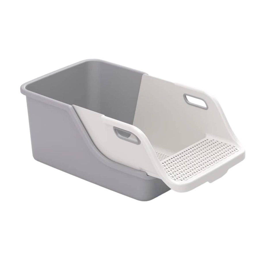 Extra Large Cat Litter Box, Semi-Enclosed - Grey
