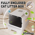Extra Large Enclosed Cat Litter Box with Drawer Base and Odour Control, Grey - view 2