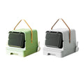 Extra Large Enclosed Cat Litter Box with Drawer Base and Odour Control, Grey - view 3