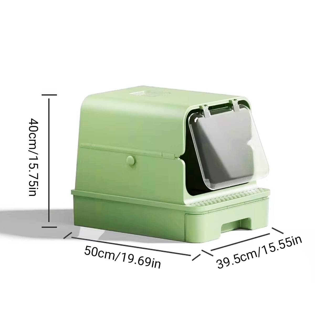Extra Large Enclosed Cat Litter Box with Drawer Base and Odour Control, Grey - view 4