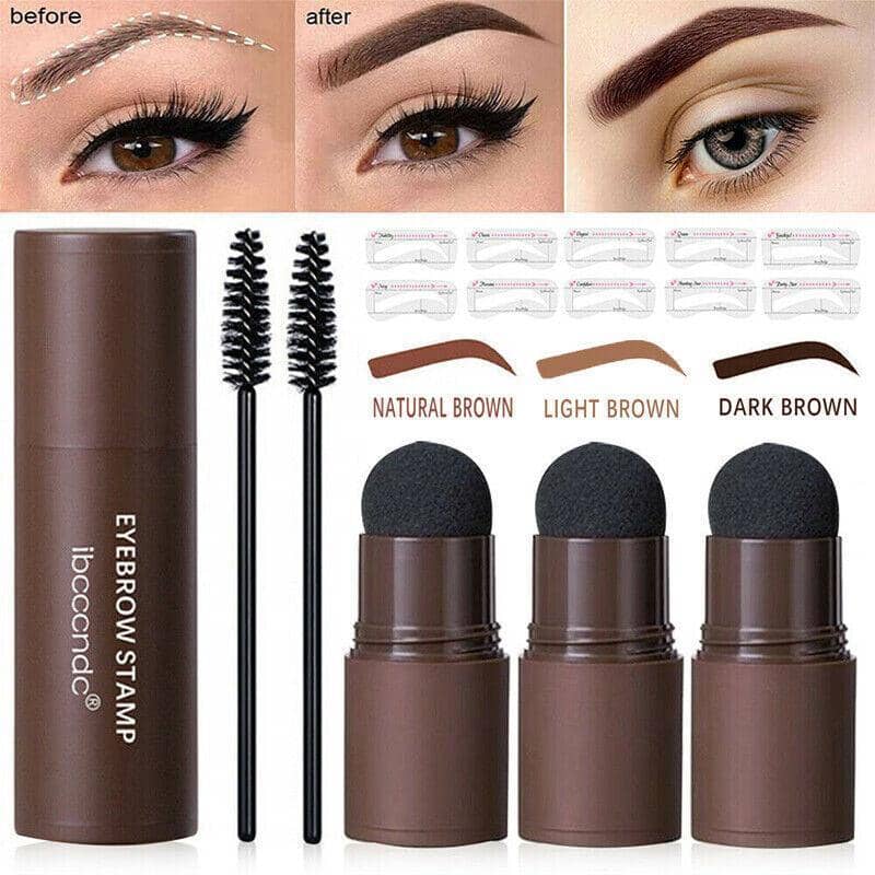 Eyebrow Powder Kit with Stencils and Brushes - Dark Brown - view 3