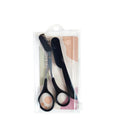 Eyebrow Razor and Scissor Set with Comb - Black