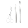 Eyebrow Razor Set of 3 - Short and Long Razors with Brow Scissors, White