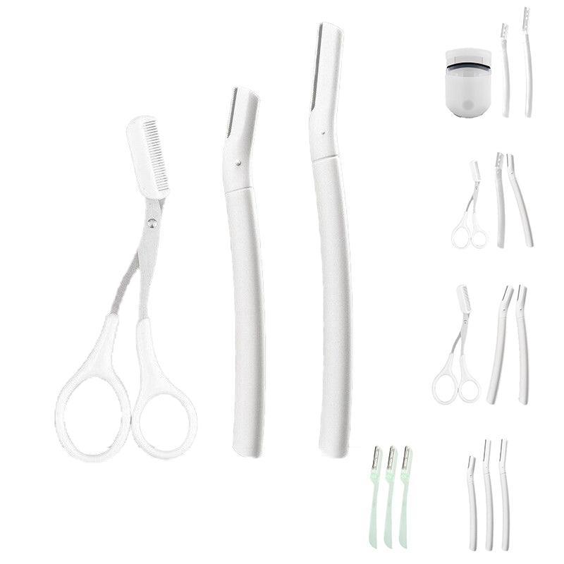 Eyebrow Razor Set of 3 - Short and Long Razors with Eyelash Curler, Clear - view 3