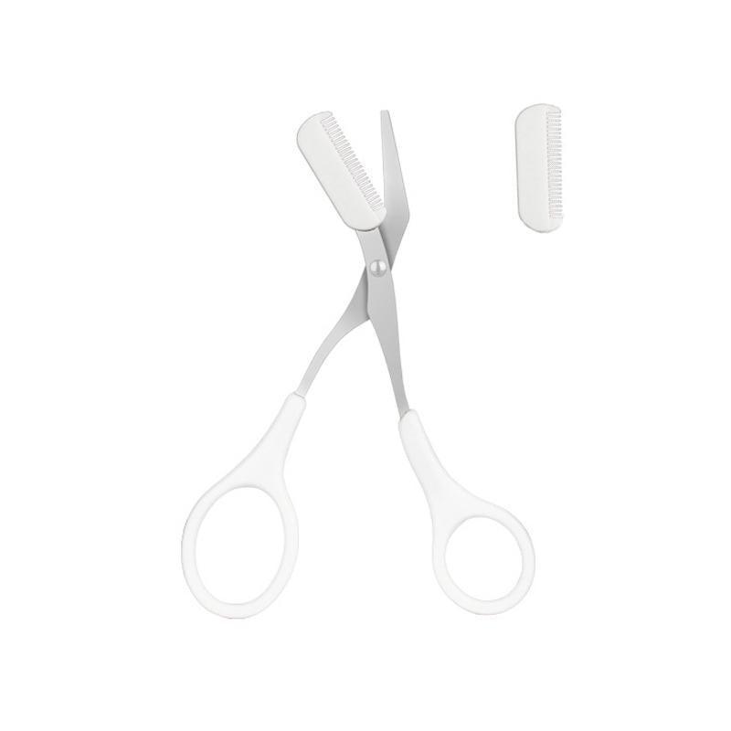 Eyebrow Trimmer Grooming Scissors with Comb for Brows and Lashes - White