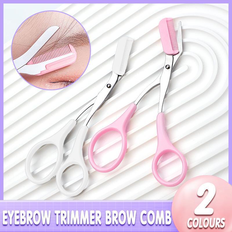 Eyebrow Trimmer Grooming Scissors with Comb for Brows and Lashes - White - view 2