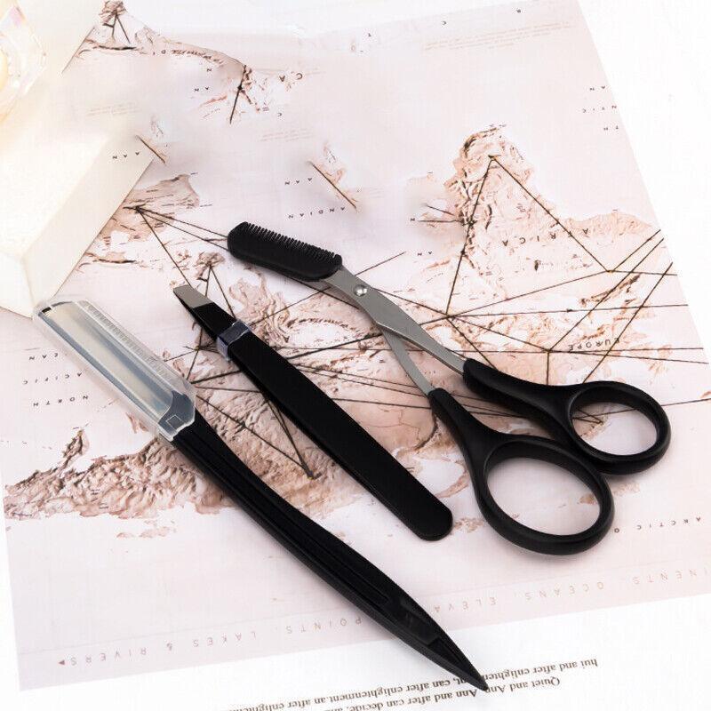 Eyebrow Trimming Set of 3 with Comb Scissors, Tweezers and Razor - view 3