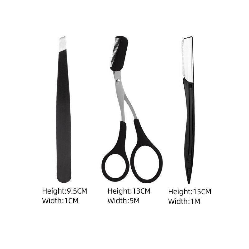 Eyebrow Trimming Set of 3 with Comb Scissors, Tweezers and Razor - view 4