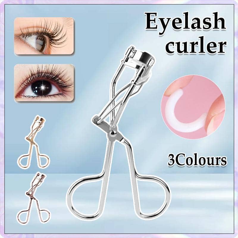 Eyelash Curler with Silicone Pad and Curved Handle - Gold - view 2