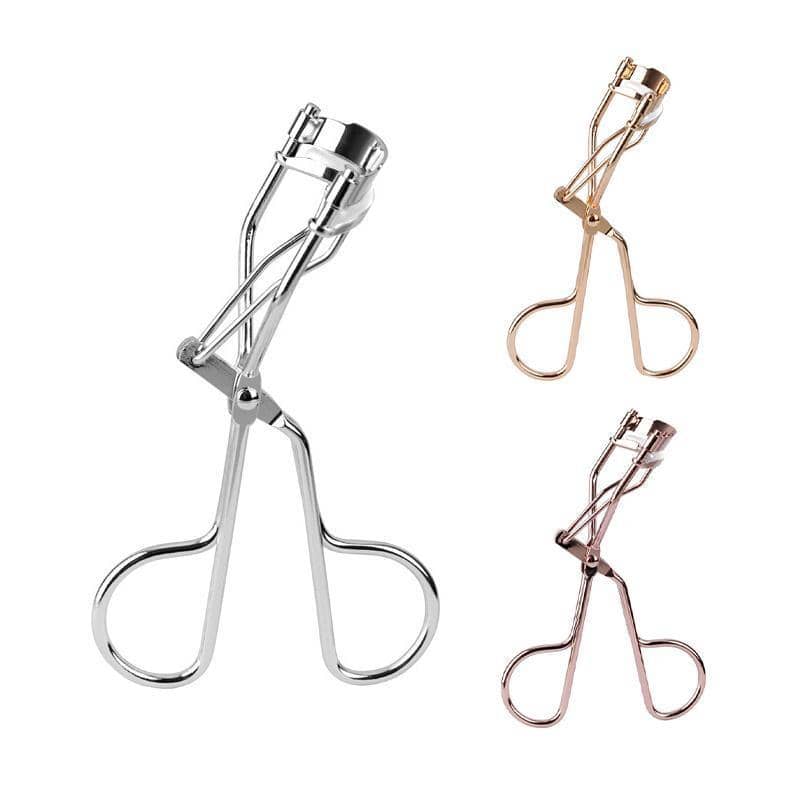 Eyelash Curler with Silicone Pad and Curved Handle - Gold - view 3