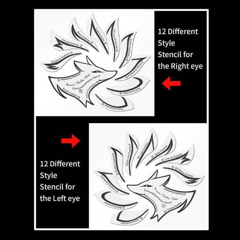 Eyeliner and Eyeshadow Stencil Set Fox Template Non-Woven - Model B, Pack of 4 - view 4