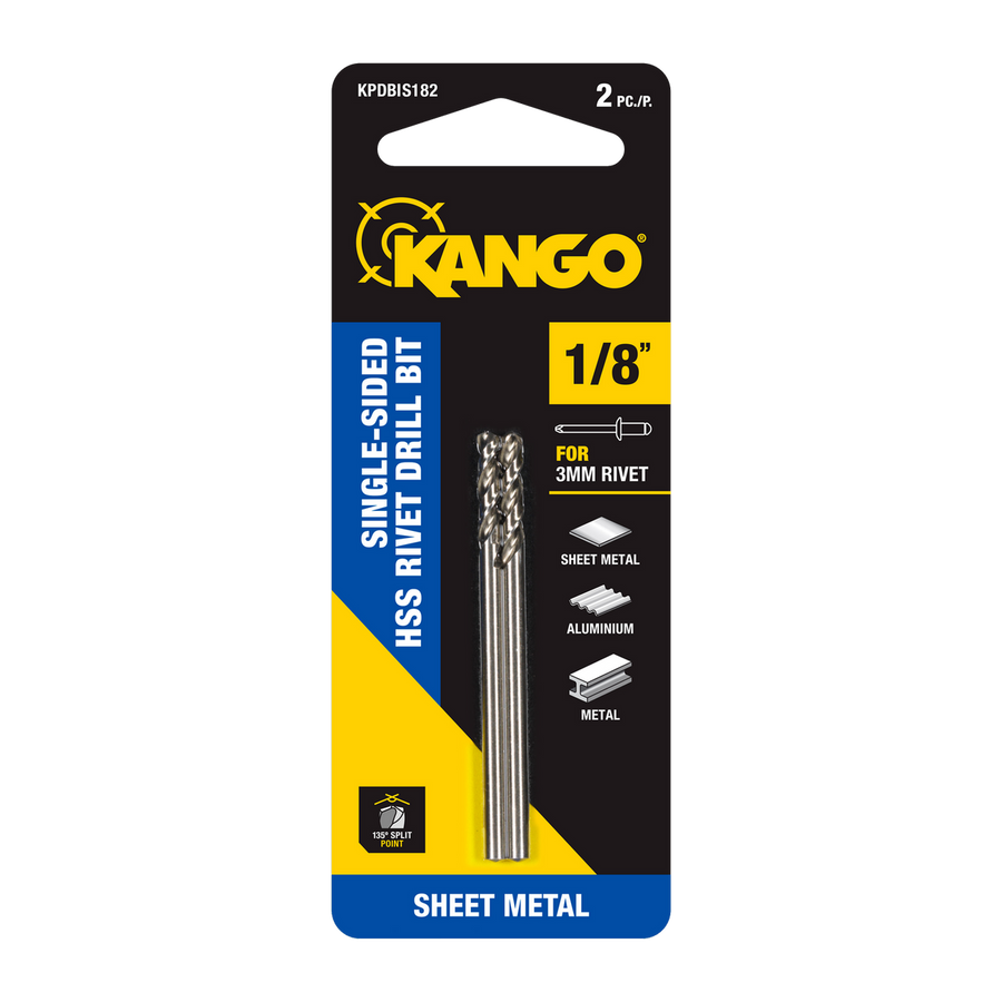 Kango 1/8” HSS Single-Sided Rivet Drill Bit 2 Pack - Precision Drilling - SuperSaverAU - view 1
