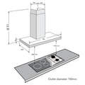 Glem Gas 90cm Wall Mounted Canopy Rangehood - 800m³/h Extraction, Matte Black, Touch Controls - CK90CTF