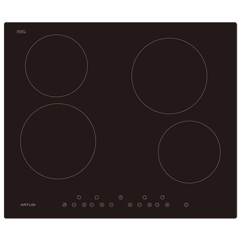 Artusi 70cm Ceramic Cooktop - Black Glass, 9 Heat Levels Per Zone, 99 Minute Timer, Low Profile - CACC701