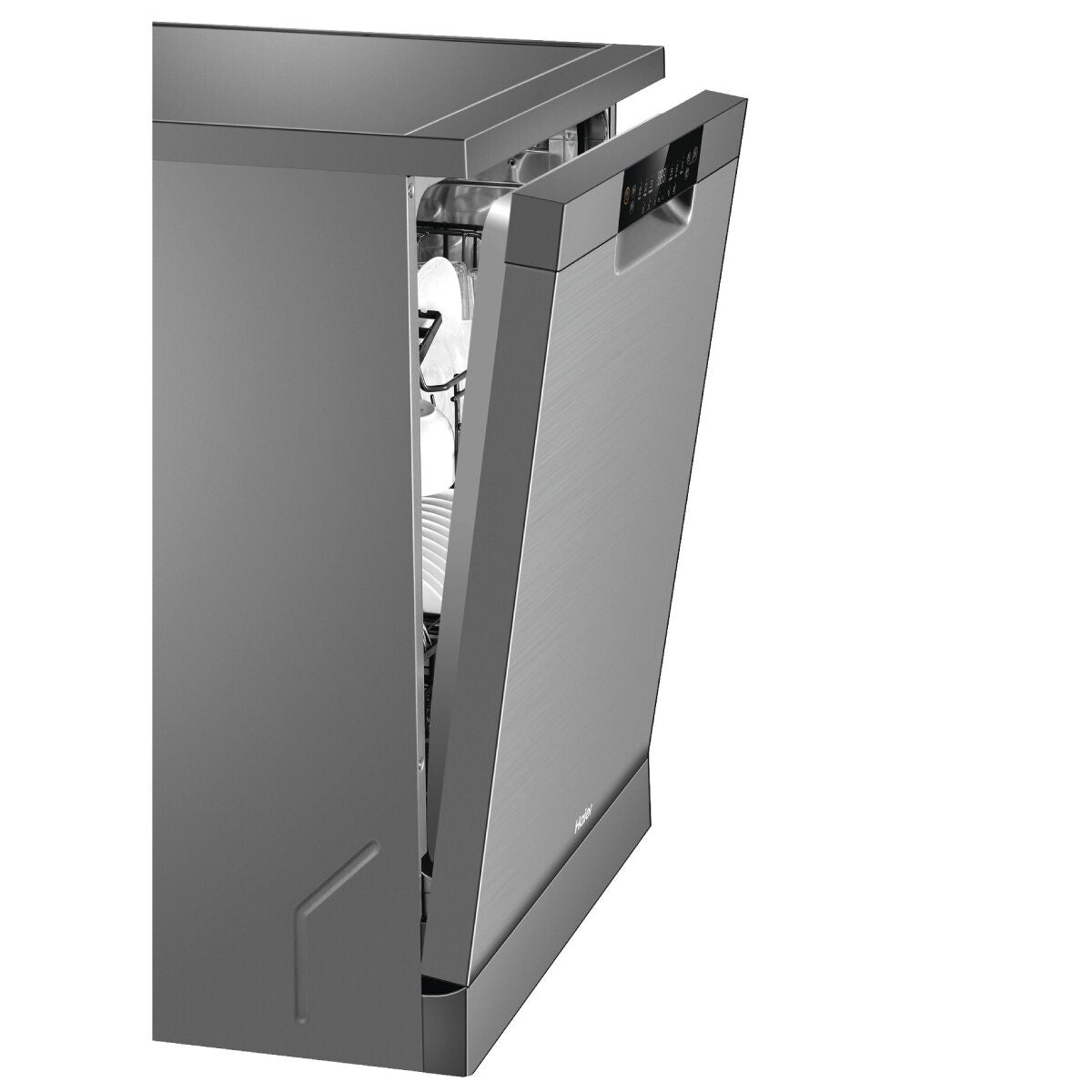 Haier 60cm Freestanding Dishwasher with Sanitise - 15 Place Settings - Satina - ThermoDry - HDW15F1S1