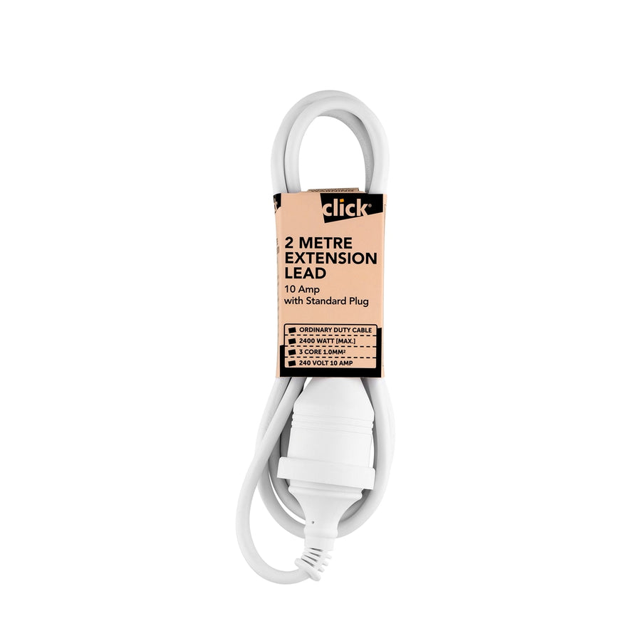 Click 2m White Extension Lead - 2m - SuperSaverAU - view 1