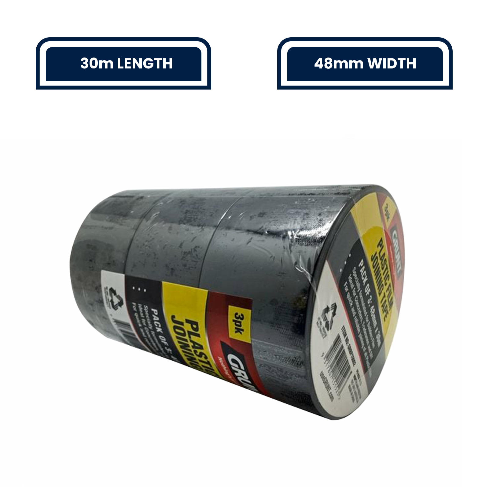 GRUNT 48mm x 30m Builders Film Joining Tape - 3 Pack