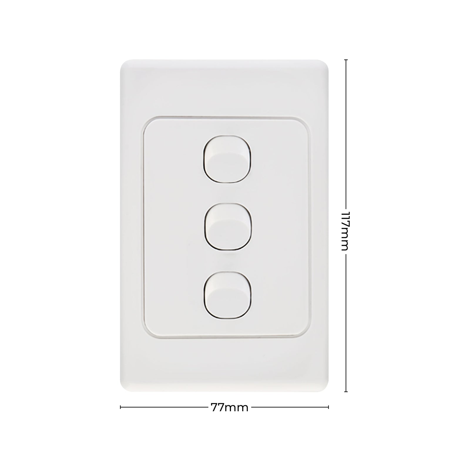 DETA Triple Vertical Switch 3 Gang 10A 240V Polycarbonate White 6103VB